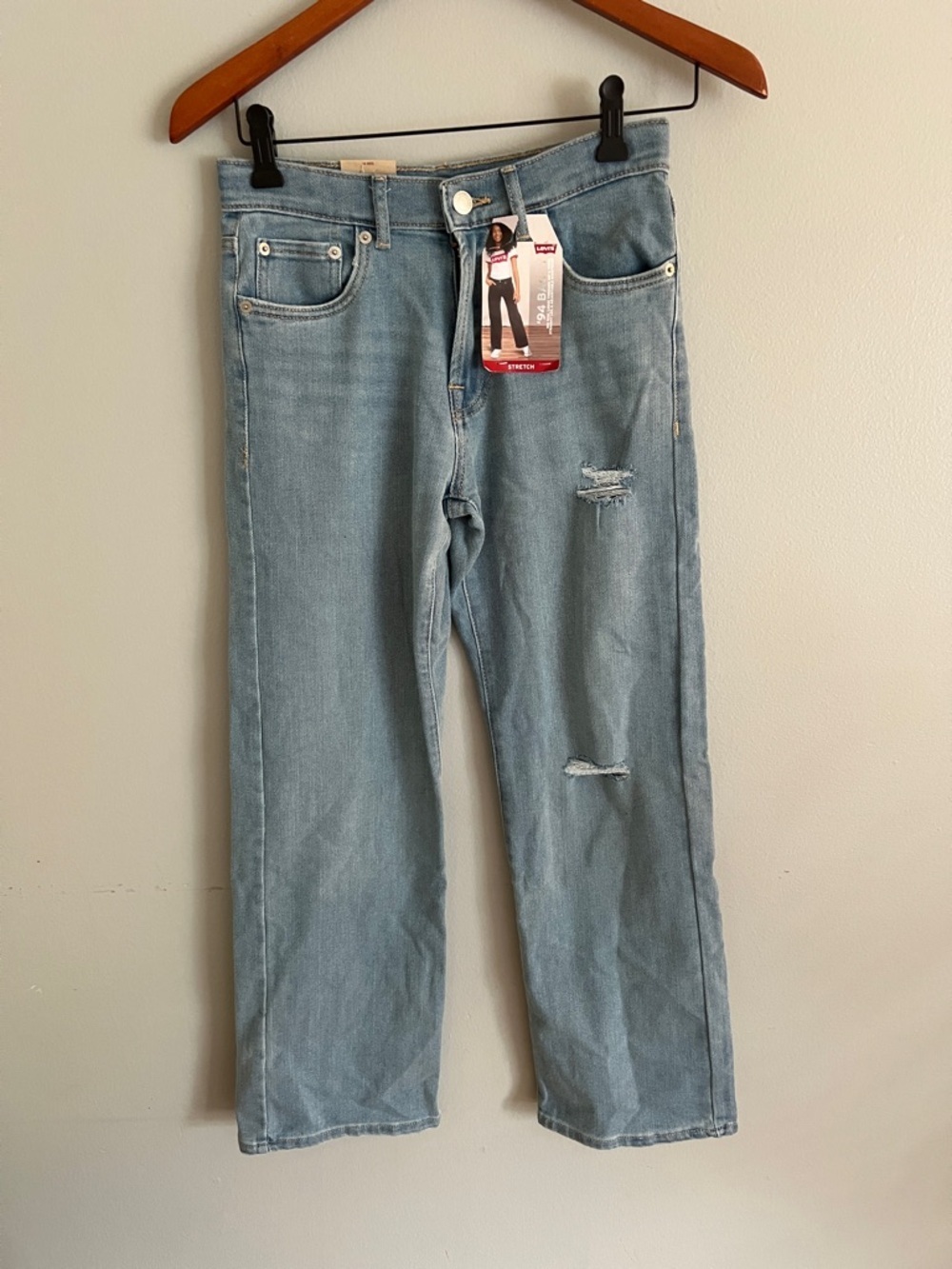 Levi's Girls ‘94 Baggy Stretch Jeans with Distressed Details 14 Regular New